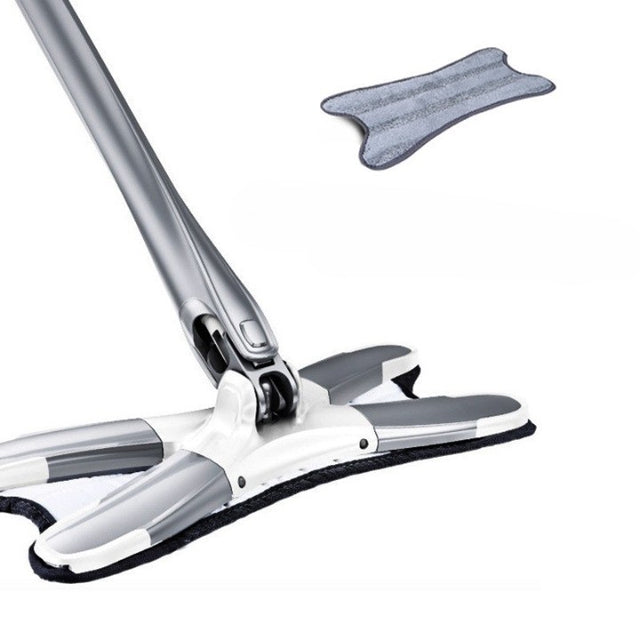 Mop Plat, Vivimall, cu Sistem de Stoarcere, 4 Lavete Incluse, Lungime Telescopica 140 cm, Argintiu - vivimall.ro