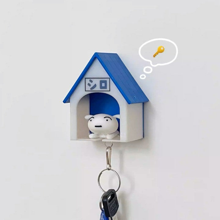 Suport de Chei, Vivimall, Model Casuta si Breloc Caine Alb, 7x6x4cm - vivimall.ro