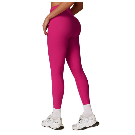 Pantaloni de Fitness/Yoga, Vivimall, pentru Femei, Material Elastic, Spandex, Talie Inalta, Roz, Marime M - vivimall.ro