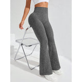 Pantaloni sport damă Vivimall pentru yoga, croială evazată din spandex și nylon, detaliu talie