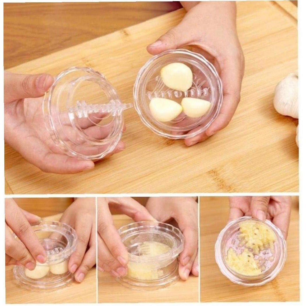 Zdrobitor de Usturoi, Flippy, Multifunctional, din Plastic, Prin Rasucire, 4 x 7.5 cm, Transparent